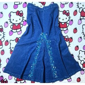 2000s‎ indie grunge blue a-line skirt